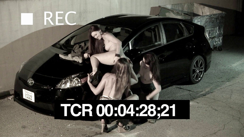 Perfect Porno: Naughty lesbian babes didn't stop fucking on the parking lot