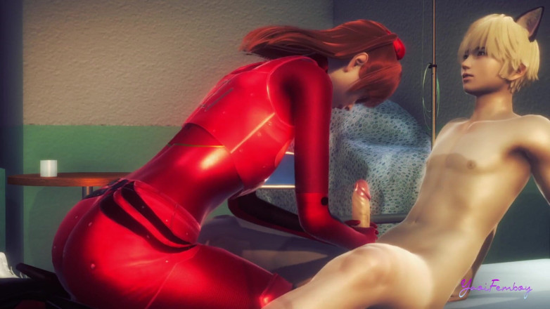 Yaoitube: Evangelion Asuka - ¿Asuka Femboy está lista para tragar todo ese semen?