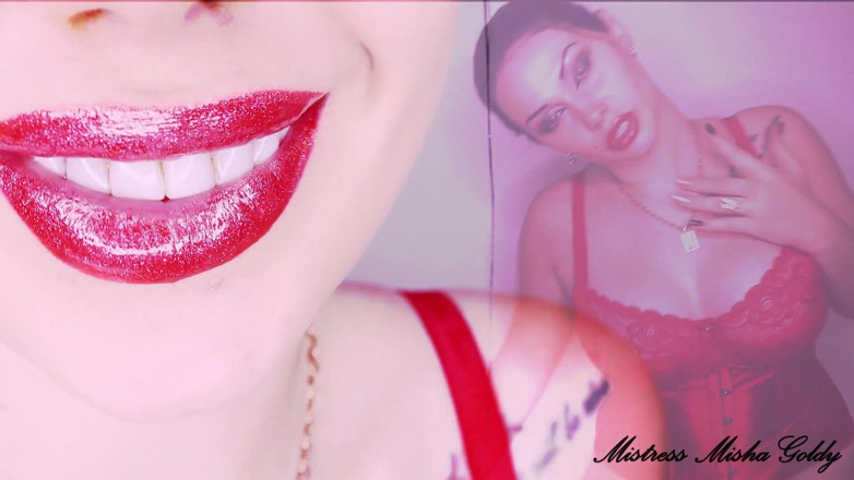 Goddess Misha Goldy: Fantasia rossa lucente sulle mie labbra ipnotizzanti e sul mio...