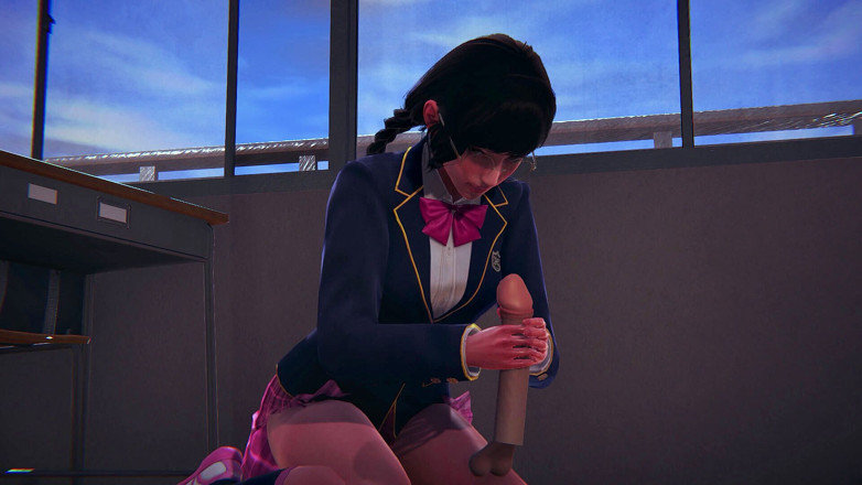 Waifu club 3D: DVA îți masturbează pula în clasă