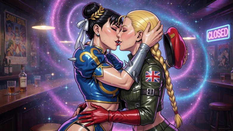 AI Porn: Cammy e Chun Li beijando Ai