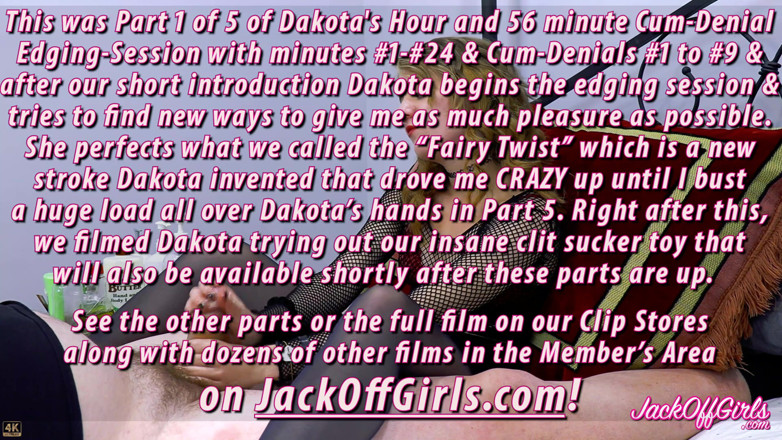 JackOffGirls: 19-летняя Dakota Burns самая первая сессия не дают дойти до оргазма, подрачивает и ласкает член, часть 1 первые 24 минут и 9 ребер