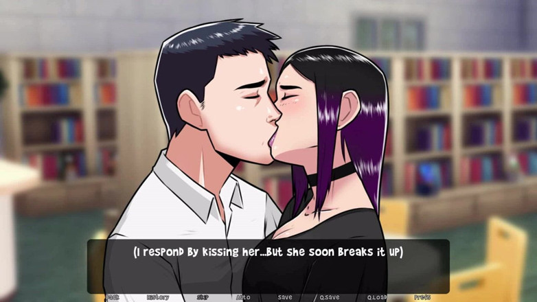 Dirty GamesXxX: 悪意の夜明け:大学図書館ep 19でキス