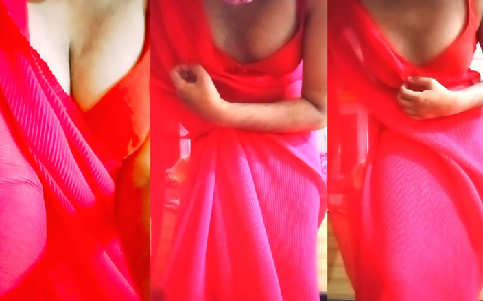 Gaurisissy: Indian Gay Bottom Crossdresser Gaurisissy Pressing Her Big Boobs in...