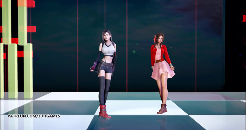 3D-Hentai Games: ベリー良い - まろやか、ティファロックハートエアリス、セクシーなストリップショーファイナルファンタジー7リメイクff7