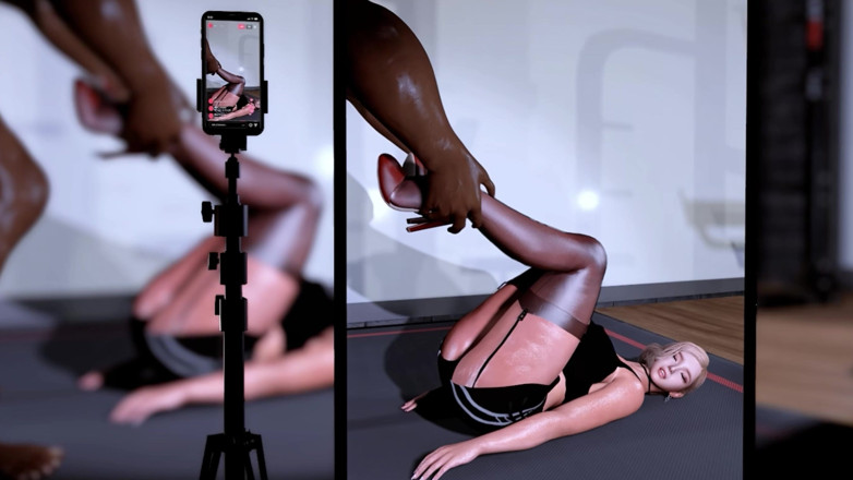 Why fuck so hard: 3D śliczna blond dziwka MILF zdradza ze swoim nauczycielem jogi