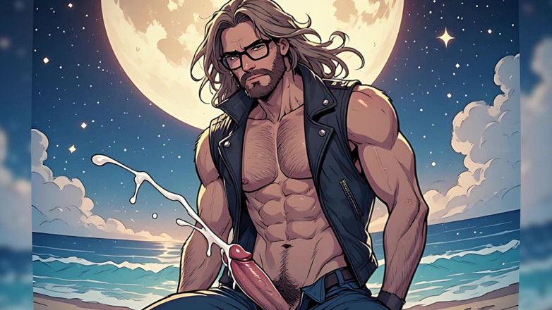 Erotic Man: Pohledný Hunks Night Beach (ai)