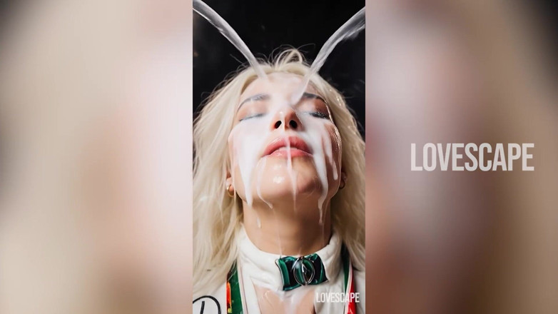 Lovescape: F1 сітка дівчина смокче і приймає камшот на обличчя на треку