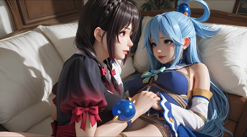Ianimedia: Sfw Aqua e Yunyun di konosuba soft show toccando e...