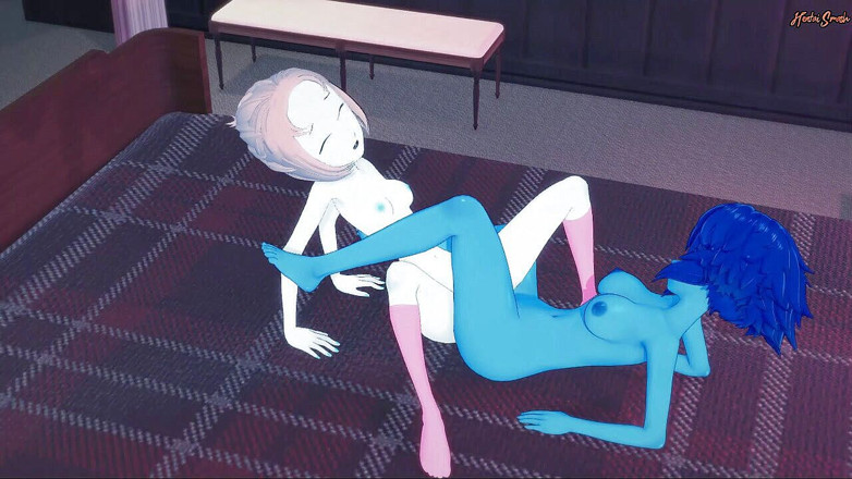 Hentai Smash: Crystal Gems Pearl e Lapis fazem sexo lésbico em uma...