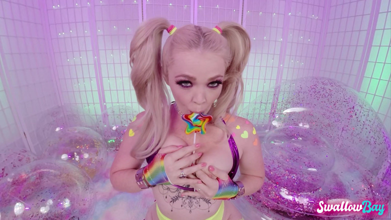 Swallowbay 2D: Blondes teen mit zöpfen verführt, um deinen schwanz zu lutschen