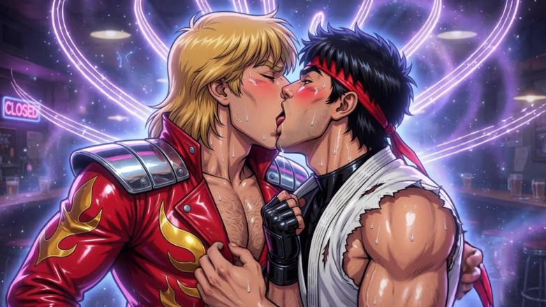 Erotic Man: Ken과 류 메이킹 아웃 (ai)