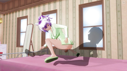 H3DC: 3D HENTAI. Krásná přítelkyně v zeleném pyžamu reverzní cowgirl