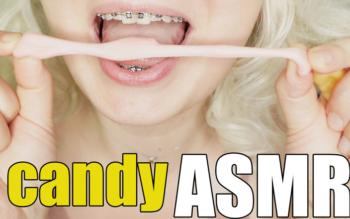 Arya Grander: Diş teli fetişi jöle şeker asmr yakın çekim yemek yiyor