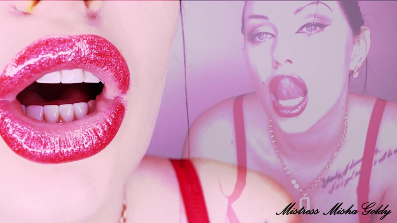 Goddess Misha Goldy: Fantasia rossa lucente sulle mie labbra ipnotizzanti e sul mio...