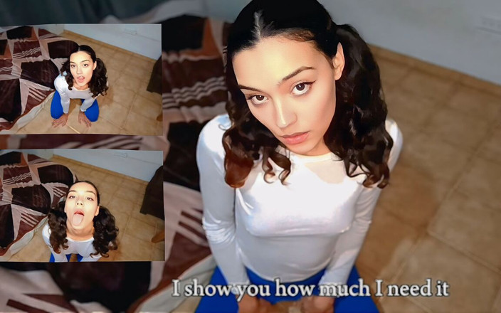 Productoraeros: Sexy latina-mädchen auf den knien und bittet dich, ihren mund...