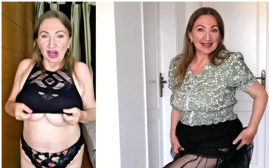 MariaOld: Sexy milfka s velkými přírodními kozami třese