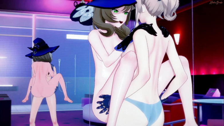 Hentai Smash: Jean fode Lisa com uma cinta-caralho em um quarto de...