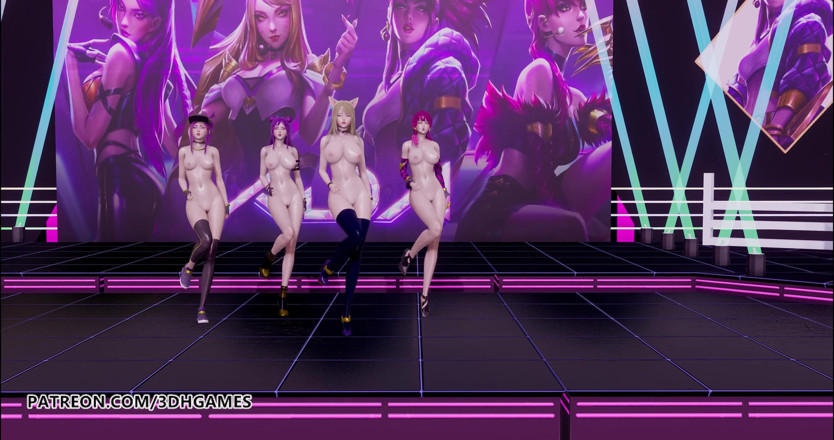3D-Hentai Games: Hari Perempuan - Tarian Bogel Ahri, Akali, Evelynn, Kaisa 3D tarian bogel...