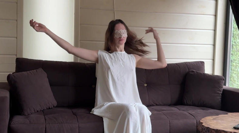 Holy Harlot: Sexy Goddess Stretching Body in White Dress