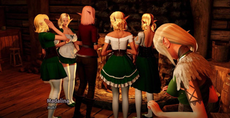 Porny Games: 亀裂v0.5.3 r2の家 - 4エルフのバーメイドとのグループセックス(3)