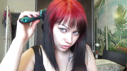 Goddess Misha Goldy: Brushing my hair with little and big brush and by...
