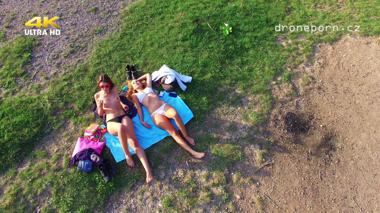 Peaches and Bananas: Teen on the Nudist Beach Filmed by Drone