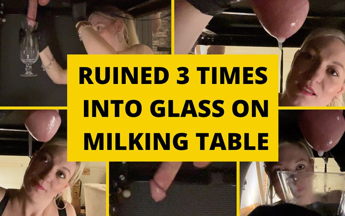 Mistress_BJQueen: Nahaufnahme ruiniert mehrmals in ein Glas auf dem melktisch