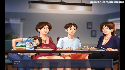 Cartoon Universal: Summertime saga 52부 - 저녁 식사 중 테이블 아래에서 보너(프랑스 서브)