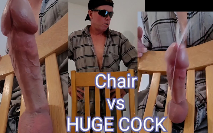 Biggyshots: Enorme cumshot van enorme pik die vastzit in een stoel