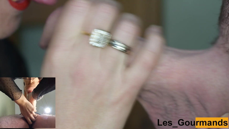 Les Gourmands: Blowjob zakar besar dan paparan telan dari bawah