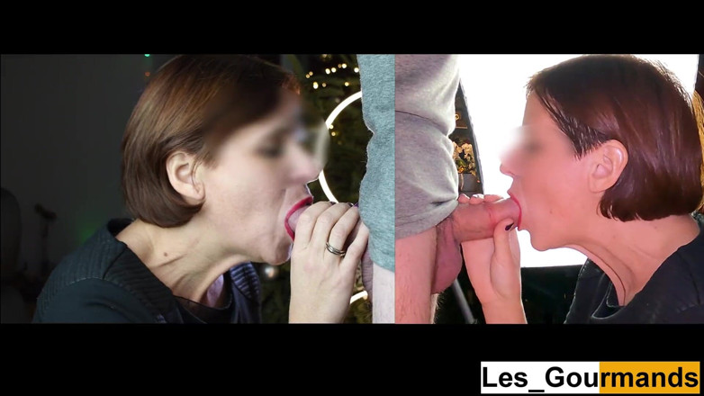 Les Gourmands: 4k - мамка з помадою крупним планом робить чудовий мінет і ковтає сперму