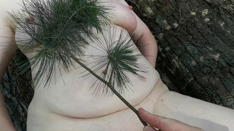 Bouncy Tits Action: Entraînement des seins et flagellation dans les bois