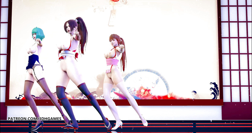 3D-Hentai Games: GigaReolEVO - závislost striptýz Mai Shiranui Tamaki Kasumi