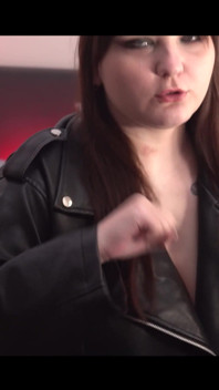 Pretty Woman in a Leather Jacket Dancing Before Sex