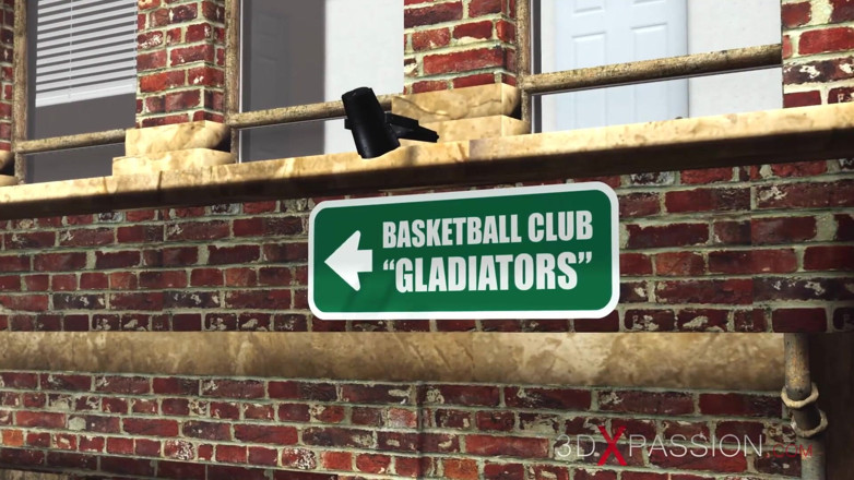 3dxpassion: Basketball players fuck hard a sexy cheerleader girl on the...