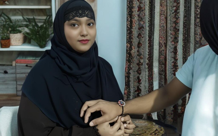 QueenSonali: Une demi-sœur musulmane en hijab baise une hindoue sur Rakshabandhan