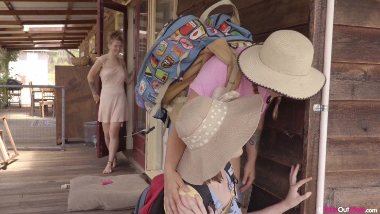 Girls Out West: Cute hairy girls get licked during lesbian orgy in the...