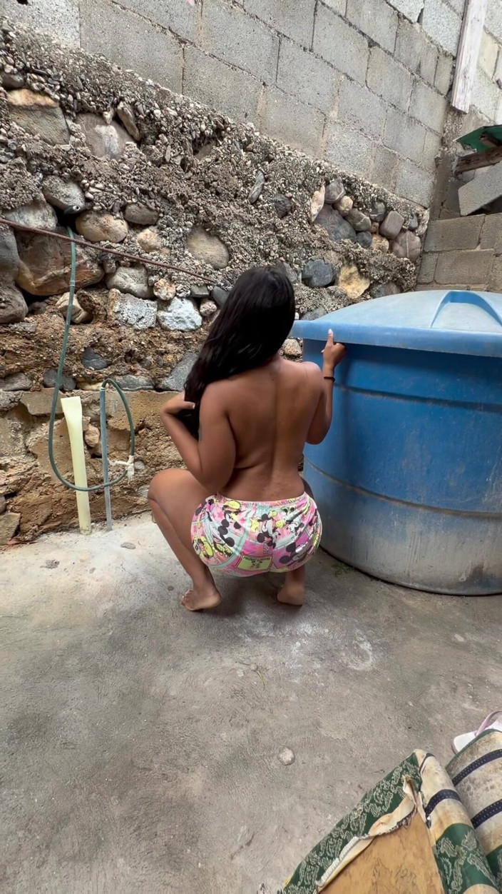 Brunnete Sofi: I Watch My Stepsister Taking a Shower in the Patio...
