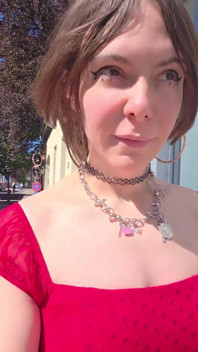Sissy Walking Outside Showing Her Chastity Cage