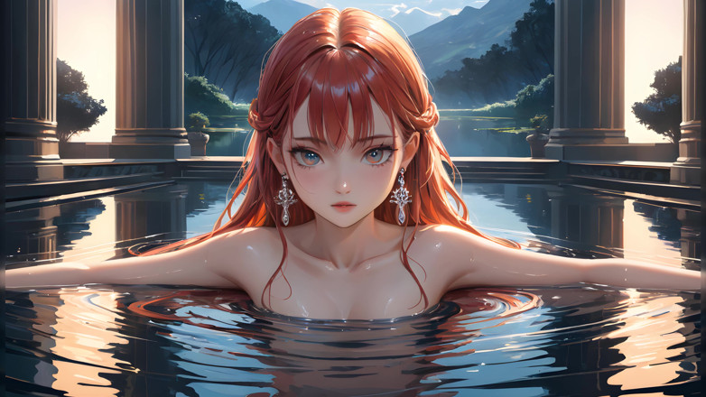 LustRender: Gadis-gadis hentai bugil di air