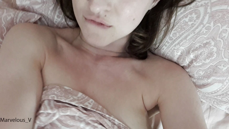 Marvelous V: Hot teasing from bed teen brunette with big tits