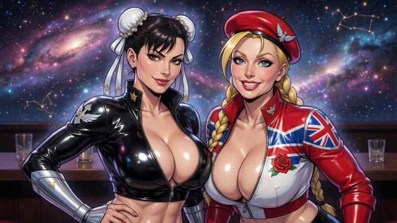 AI Porn: Chun Li y Cammy escote caliente