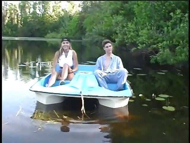 Hot Sex Party: Girl with nice breasts fucks hard next to the lake