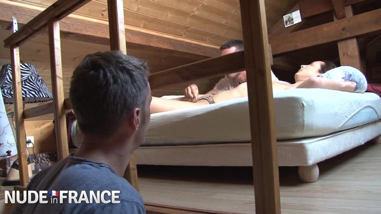 Nude in France: Shaved and Small Titted Slut Gets Double Penetrated