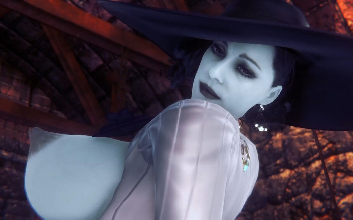 Wraith ward: Lady Dimitrescu रिवर्स काउगर्ल: निवासी Evil village parody