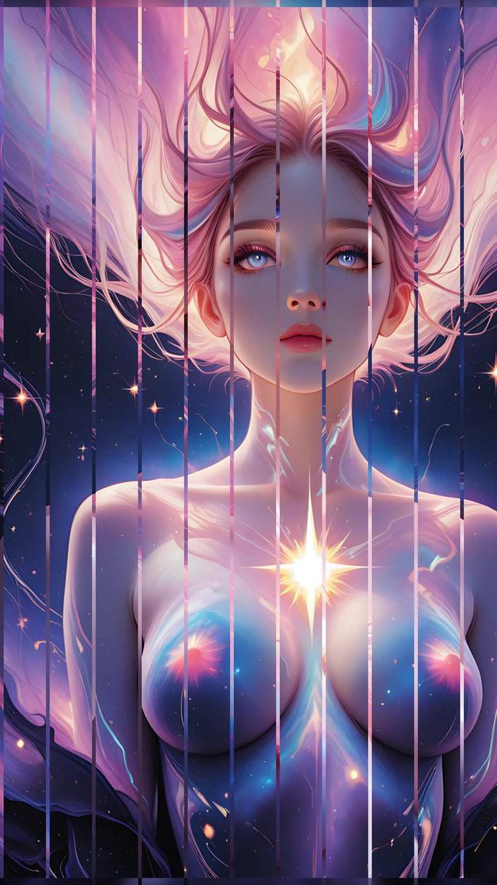 VelvetInk Studio: 宇宙梦想女神裸体女人漂浮在超现实幻想梦景 ai 艺术幻灯片