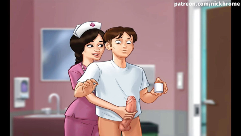 Cartoon Universal: Summertime saga part 139 - enfermeira do hospital masturba meu pau grande (sub...