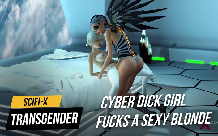 SciFi-X transgender: Cyber angel dickgirl rucha seksowną blondynkę na stacji kosmicznej