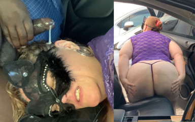 Jamdown26 Big Fat Ass BBW SSBBW Porn: Жиробасина горячая блондинка тверкает большой попкой и играет с сиськами публично на улице, затем минет в машине